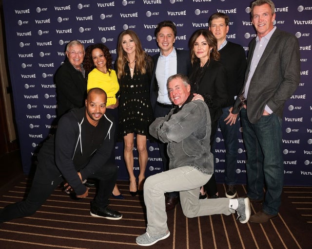 Ken Jenkins, Judy Reyes, Sarah Chalke, Zach Braff, Bill Lawrence, Christa Miller, Neil Flynn, Donald Faison and John C. McGinley attend 'Scrubs Reunion'