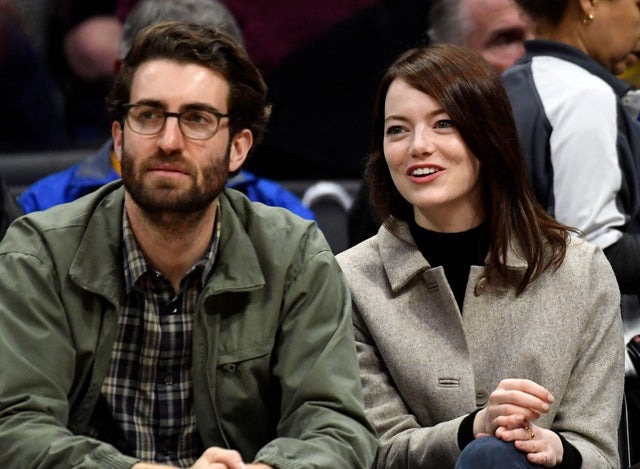 Emma Stone and boyfriend at clippers game