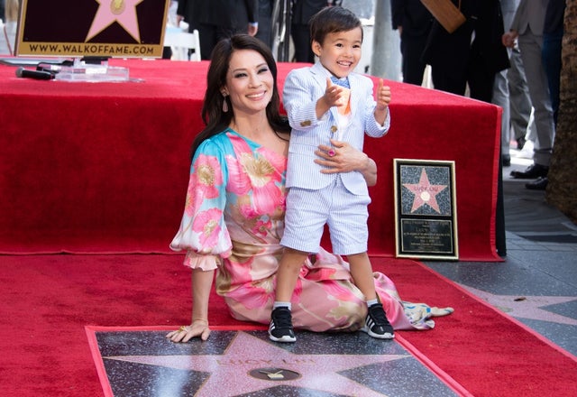 Lucy liu and son on hollywood walk of fame