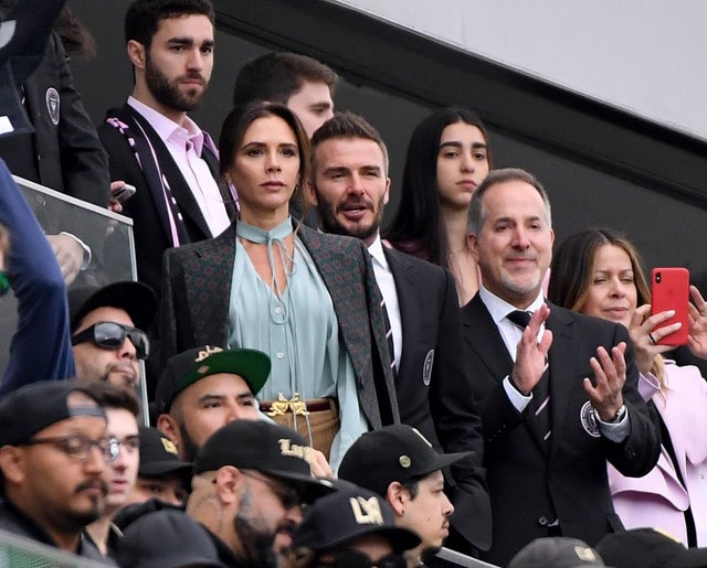 David Beckham and Victoria Beckham before the game between the Inter Miami CF and the Los Angeles FC 